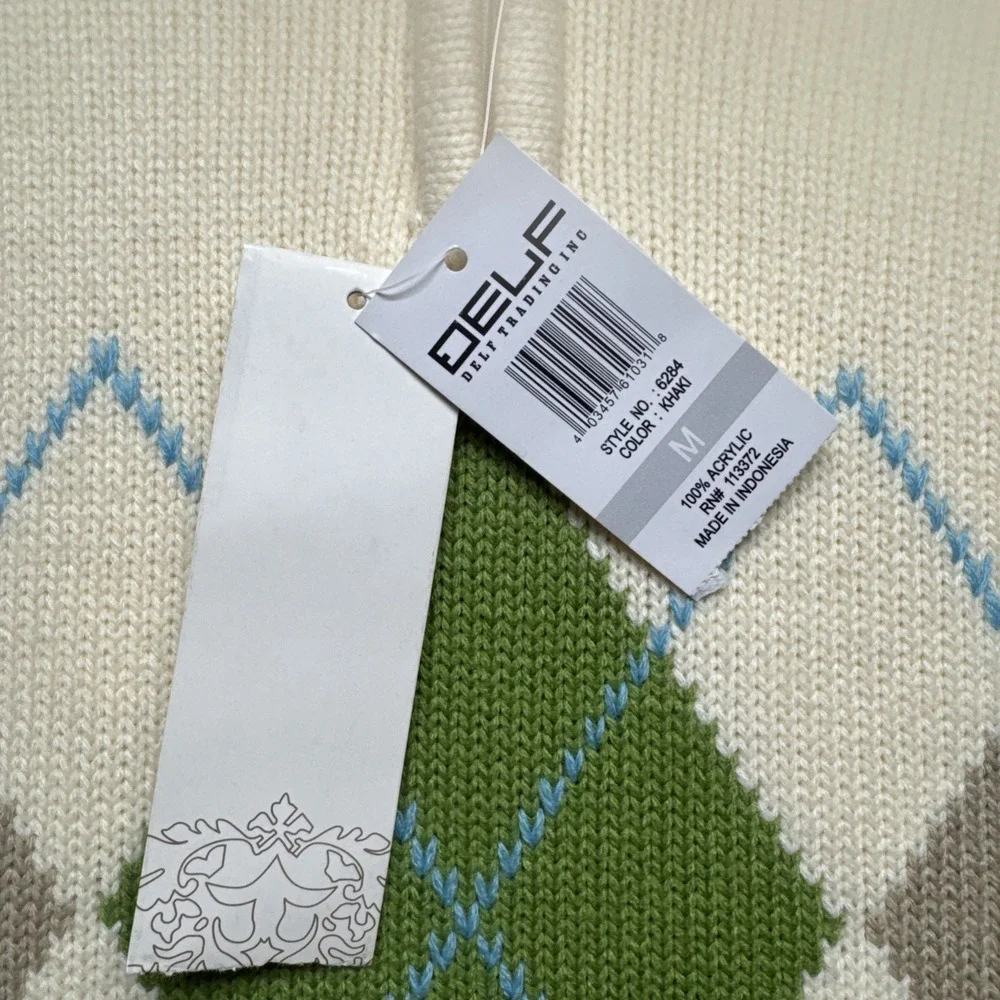 Men's Argyle‎ 1/4 Zip Sweater Delf Trading Company Preppy Golf Medium